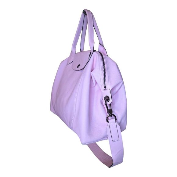 LONGCHAMP Medium Le Pliage Cuir Pink Leather Top Handle Tote - Picture 4 of 15